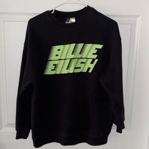 Billie Eilish Crewneck Sweatshirt Bad Guy H&M Black Neon Green Adult Sz S